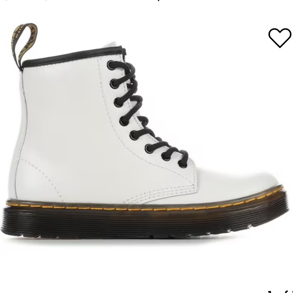 Dr Martens Zavala jr white patent leather combat boots